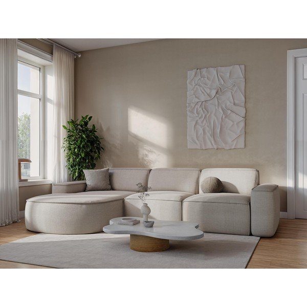 Krem kutna garnitura od šenila (s desnim kutom/s ležaljkom) Omao – Makamii-image-1