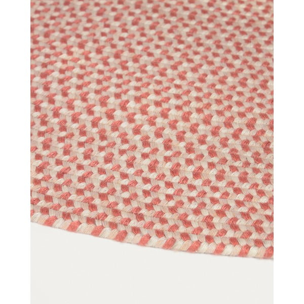 Ružičasti okrugao unutarnji i vanjski tepih od recikliranih vlakna ø 150 cm Rodhe – Kave Home-image-3