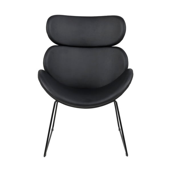 Crna fotelja od imitacije kože s crnim nogama Actona Cazar-image-1