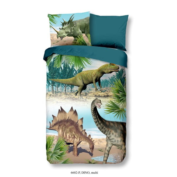 Dječja pamučna posteljina za krevet za jednu osobu Good Morning Dino Multi, 140 x 200 cm
