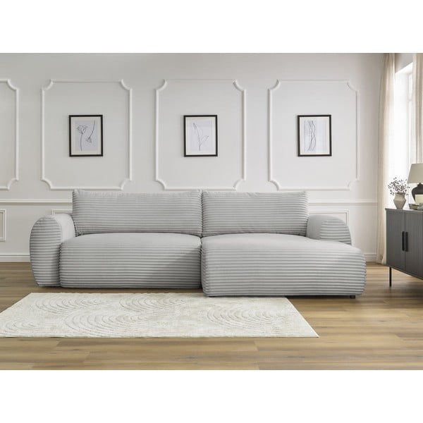 Svijetlo siva sklopiva kutna garnitura od samta (s desnim kutom) Lucien – Bobochic Paris-image-1