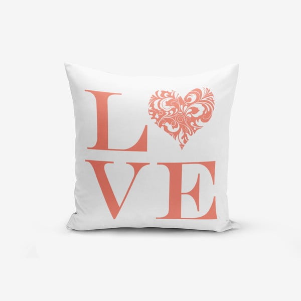 Jastučnica s dodatkom pamuka Minimalističke navlake za jastuke Love Flower, 45 x 45 cm