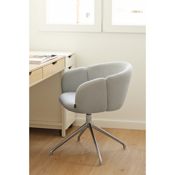 Svijetlo siva podstavljena blagovaonska stolica s naslonima za ruke Add – Teulat-image-1