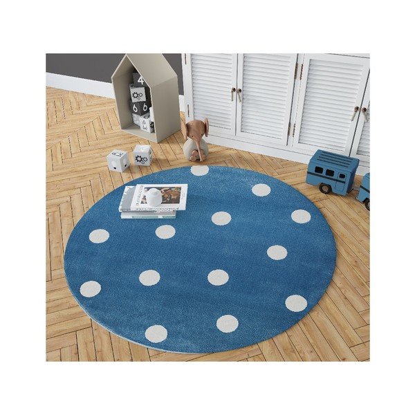 Plavi okrugli tepih s točkicama KICOTI Blue, ø 100 cm-image-2