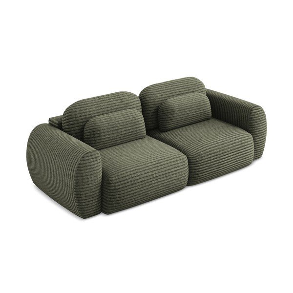 Zelena sklopiva/s prostorom za pohranu sofa od samta 266 cm Kini – Makamii-image-2