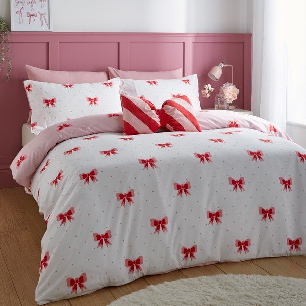 Ružičasta posteljina za krevet za jednu osobu 135x200 cm Dotty Bows – Sassy B-image-2