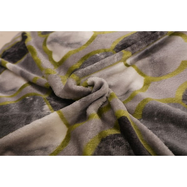 Zeleno-siva posteljina za krevet za jednu osobu od mikropliša 140x200 cm – My House-image-1