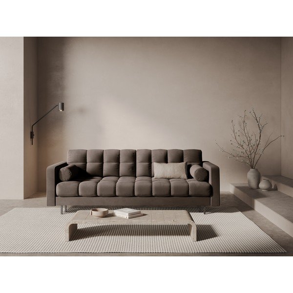 Smeđa baršunasti sklopiva/s prostorom za odlaganje sofa 222 cm Bali – Cosmopolitan Design-image-1