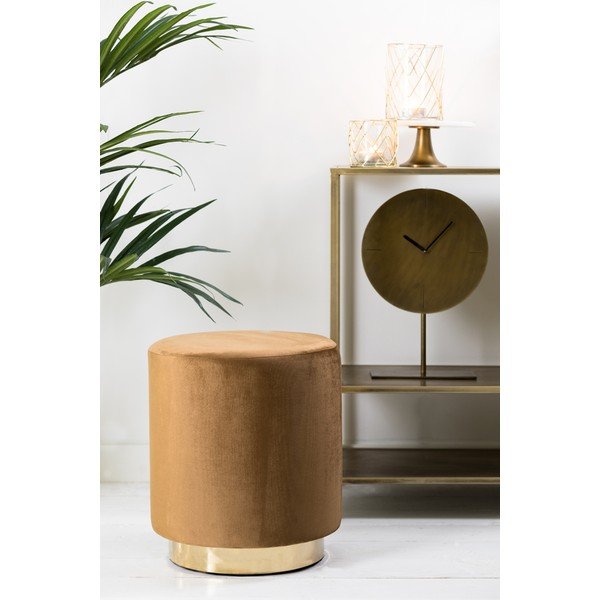 Baršunast tabure u zlatnoj boji/svjetlo smeđi Nadien – Light & Living-image-1
