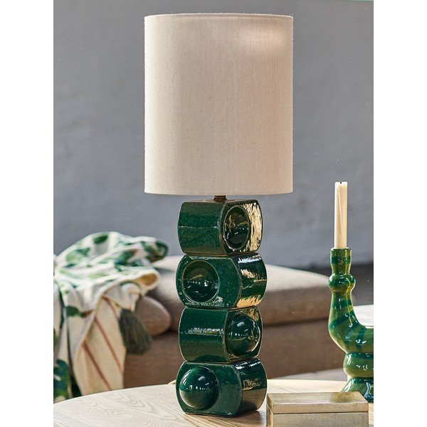 Zelena/krem stolna lampa keramička s tekstilnim sjenilom (visina 68 cm) Brady – Bloomingville-image-1