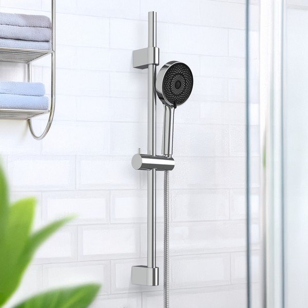 Set za tuš kabinu od nehrđajućeg čelika u srebrnoj boji sa ručnim tušem/s kliznim nosačem 70 cm Softwater – Wenko-image-1