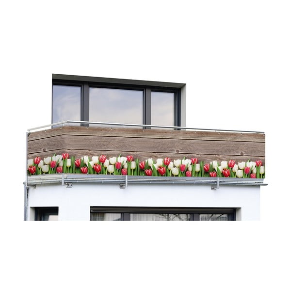 Smeđi plastičan balkonski zastor 500x85 cm Tulips – Maximex