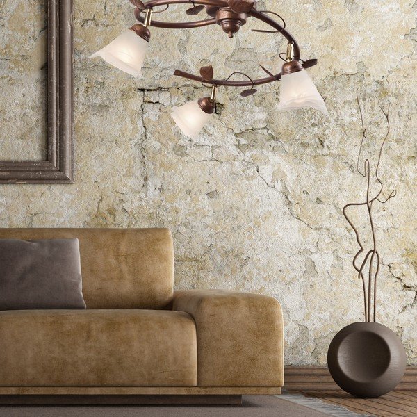 Tamno smeđa stropna svjetiljka sa staklenim sjenilom ø 13 cm Bluszcz – LAMKUR-image-1