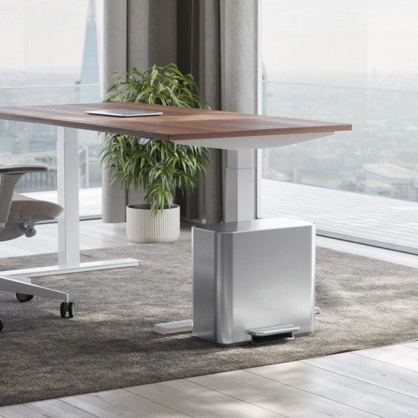Kanta za smeće od nehrđajućeg čelika za odvojeni otpad/s pedalom u mat srebrnoj boji 15 l Dual Mini – simplehuman-image-2