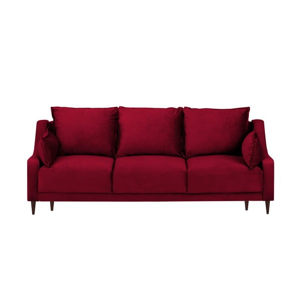 Crveni baršunasti kauč na razvlačenje s prostorom za odlaganje Mazzini Sofas Freesia, 215 cm