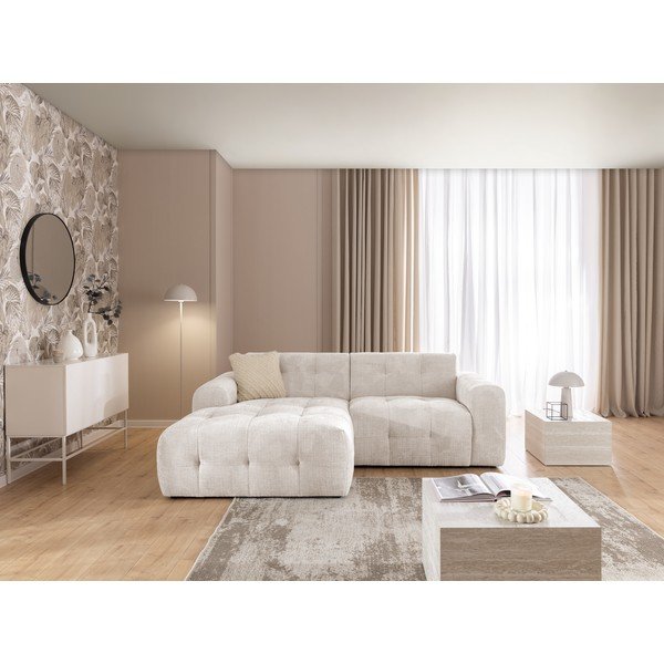 Krem kutna garnitura (s lijevim kutom/s ležaljkom) Melva – Ropez-image-3