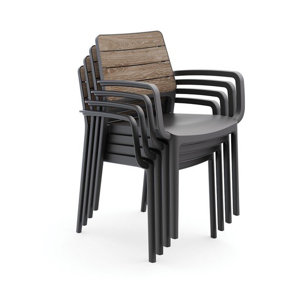 Tamno siva/tamno smeđa plastična vrtna stolica Deco Porto – Keter-image-2