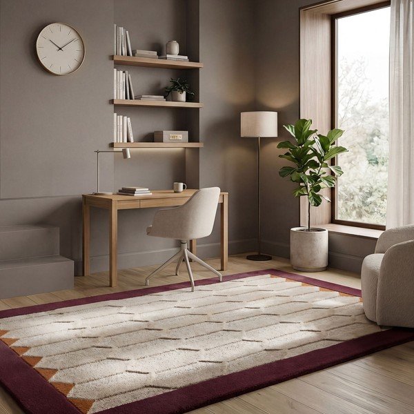 Bordo/u prirodnoj boji ručno rađen vunen tepih 120x170 cm Apex Border Wool – Flair Rugs-image-1
