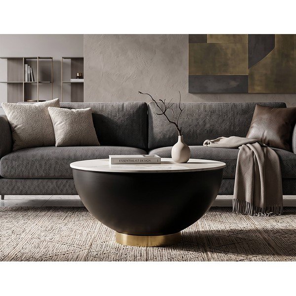 Smeđi metalni okrugao stolić za kavu ø 73 cm Glam – Mauro Ferretti-image-1