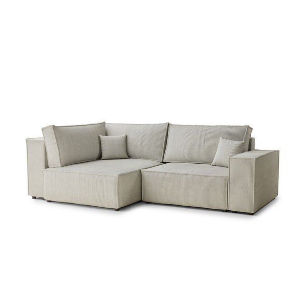 Krem sklopiva/s prostorom za odlaganje kutna garnitura od samta (s lijevim kutom/u obliku slova L) Tonga – Maison de Rêve