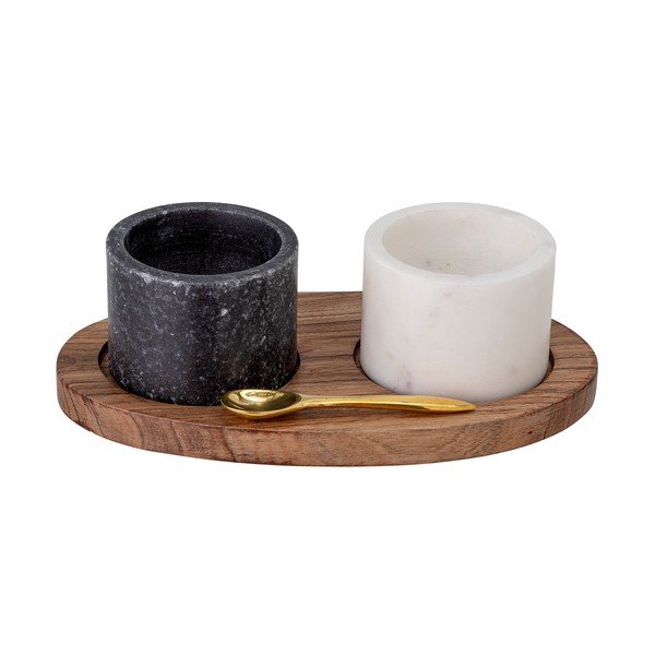 Set mramornih posuda za sol i papar s drvenim pladnjem i žlicom Bloomingville Florio-image-2