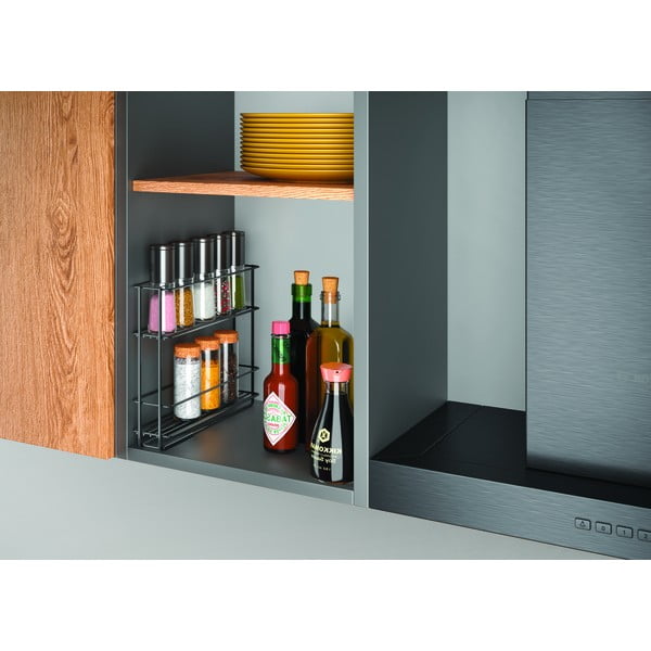 Crni rastezljivi zidni dvoslojni stalak za začine Metaltex Lava-image-2