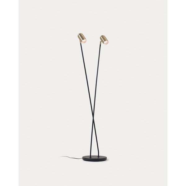 Crna/u zlatnoj boji stojeća svjetiljka s metalnim sjenilom (visina 152 cm) Clemence – Kave Home-image-3