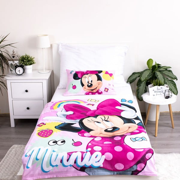 Ružičasta pamučna dječja posteljina za dječji krevetić 100x135 cm Minnie "Sweet" – Jerry Fabrics-image-2