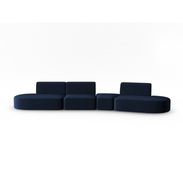 Plava baršunasti sofa s desnim kutom 428 cm Paolo – Milo Casa