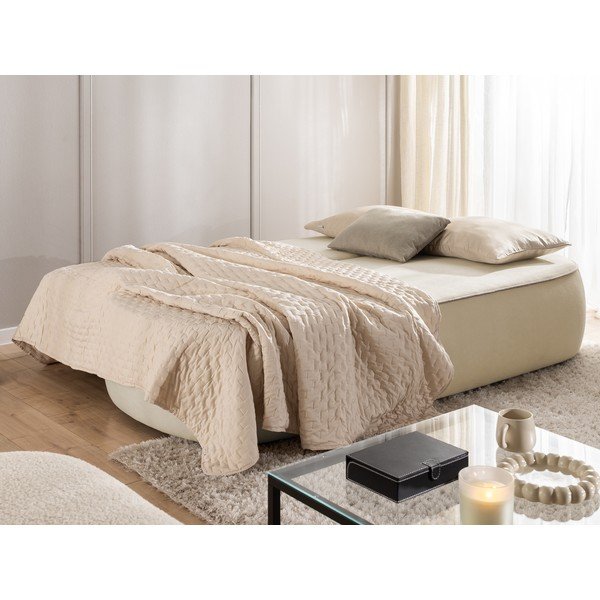 Bež/smeđe-siva baršunasti sklopiva/s prostorom za odlaganje sofa 210 cm Saga – Ropez-image-3