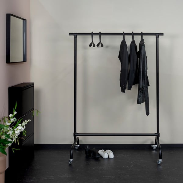Crni metalni mobilni stalak za odjeću Luuk – Spinder Design-image-3