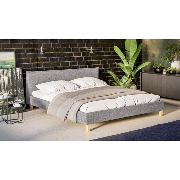 Sivi tapecirani bračni krevet s podnicom 180x200 cm Tina - Ropez-image-2