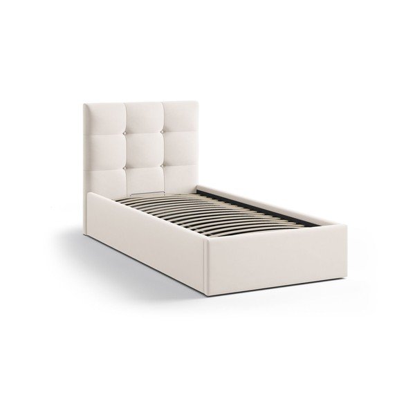 Krem tapecirani krevet s prostorom za odlaganje s podnicom 90x200 cm Phaedra – Micadoni -image-2