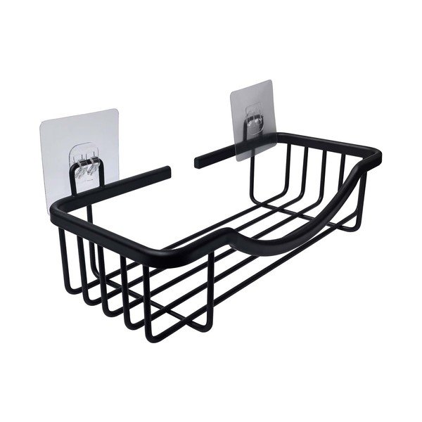 Mat crna kupaonska polica aluminijska s postavljanjem bez bušenja Filaire Aluminium – douceur d'intérieur-image-1