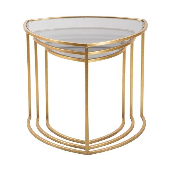 Okrugli stolići za kavu u setu 3 kom sa staklenom pločom stola u zlatnoj boji ø 60 cm Triangle – Mauro Ferretti-image-2