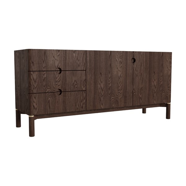 Tamno smeđa niska komoda u dekoru hrasta 160x73 cm Arun – Unique Furniture