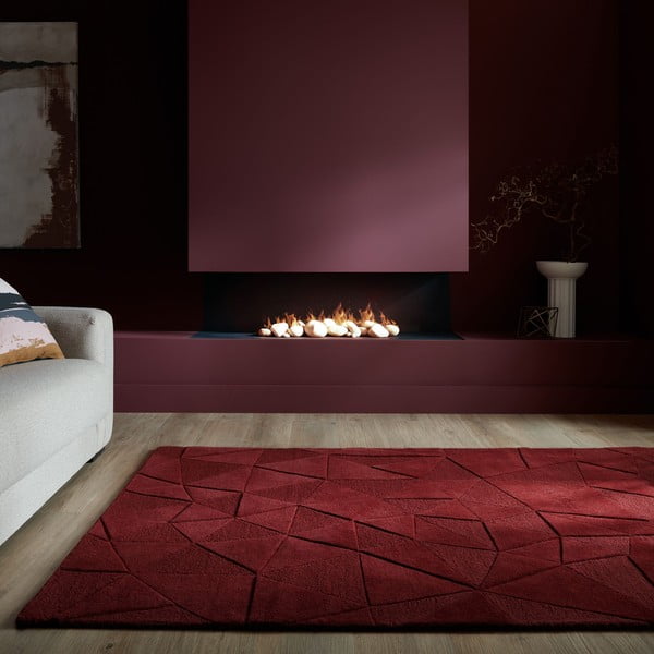Bordo ručno rađen vunen tepih 160x230 cm Shard Red – Flair Rugs-image-1