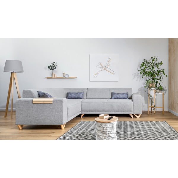 Svijetlo siva sklopiva/s prostorom za odlaganje kutna garnitura (s lijevim kutom/u obliku slova L) Classy Sophie – Miuform-image-1