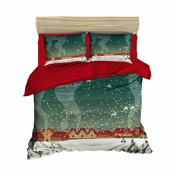 Božićna posteljina za bračni krevet s posteljinom Renne, 160 x 220 cm