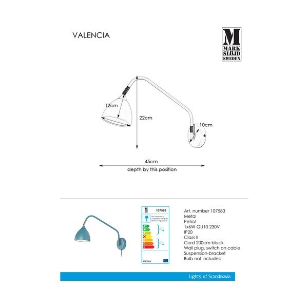 Plava zidna svjetiljka Markslöjd Valencia-image-2