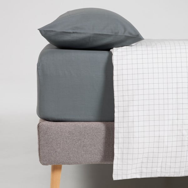 Siva posteljina s plahtom od organskog pamuka Kave Home Lesly, 240 x 260 cm-image-1