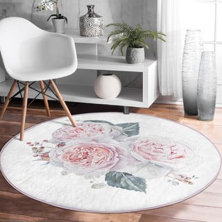 Bijeli/ružičasti periv/pogodan za robotski usisavač okrugli tepih ø 100 cm Comfort – Mila Home