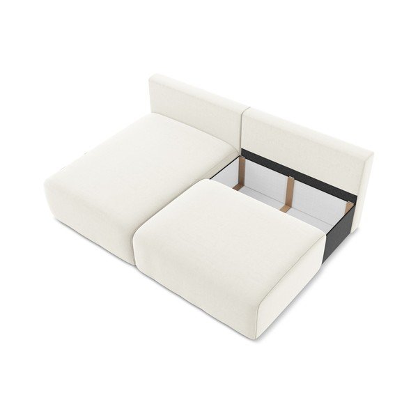 Krem baršunasti sklopiva/s prostorom za odlaganje kutna garnitura (s lijevim kutom/s ležaljkom) Kalena – Makamii-image-4