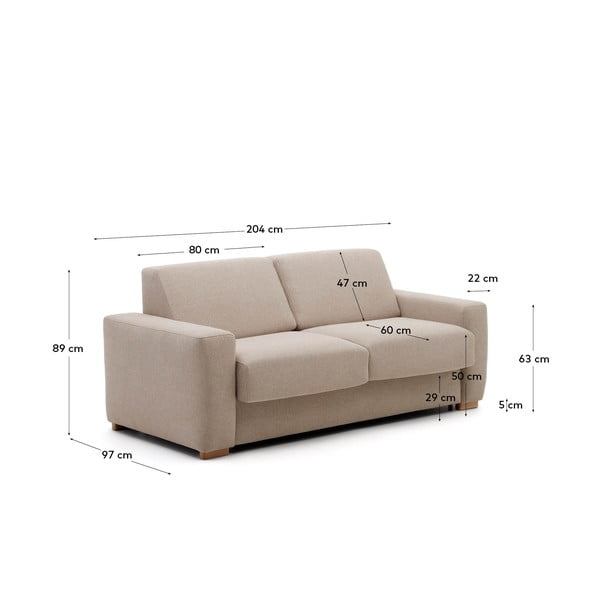 Bež sklopiva sofa 204 cm Anley – Kave Home-image-3