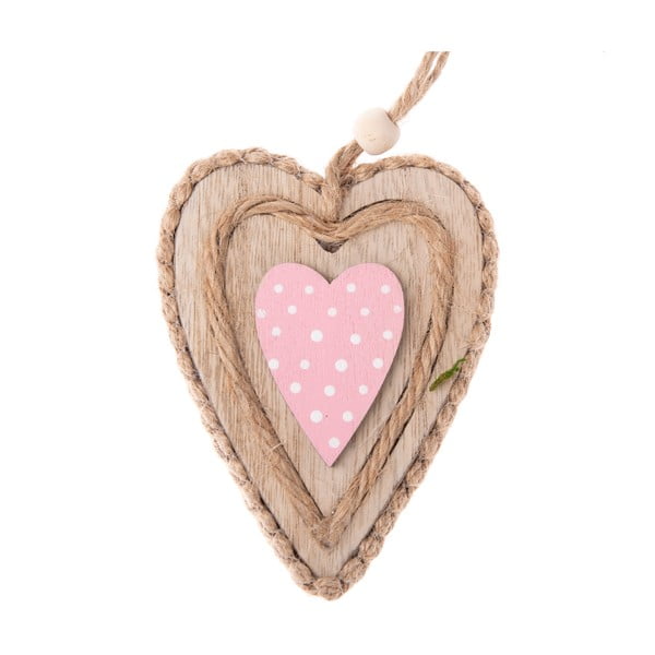 Ružičasto drveno ukrasno viseće srce Dakls Pink Heart