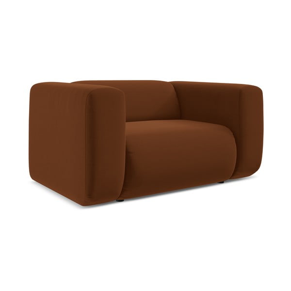 Narančasta/smeđa baršunasti fotelja Ekahi – Makamii