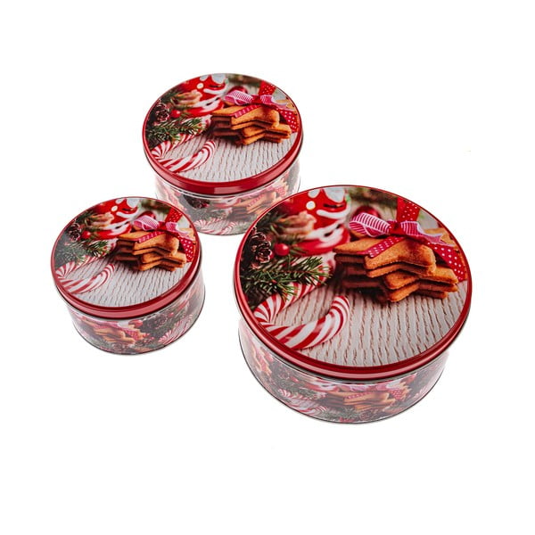 Metalne posude za namirnice u setu 3 kom za kekse Christmas – Dakls
