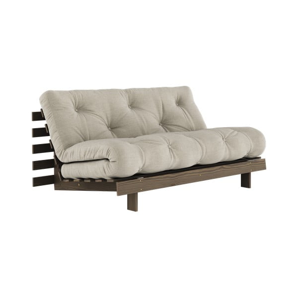 Sivo-bež lanena sklopiva sofa 160 cm Roots Carob – Karup Design