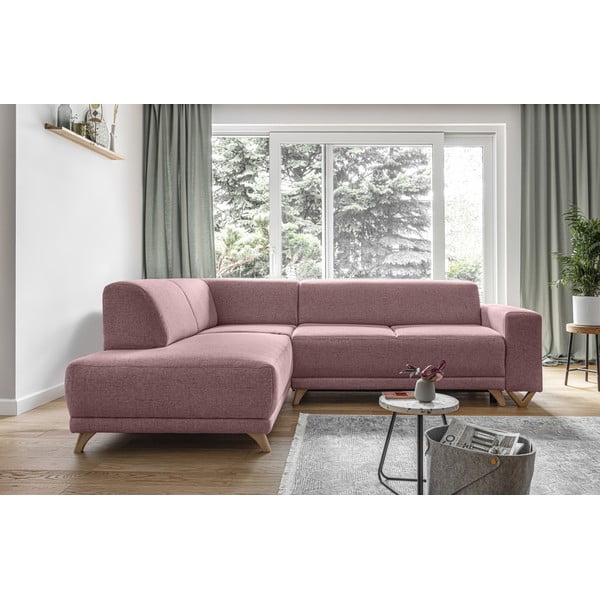 Ružičasta sklopiva/s prostorom za odlaganje kutna garnitura (s lijevim kutom/u obliku slova L) Classy Sophie – Miuform-image-1