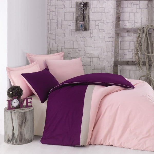 Bordo posteljina s plahtama za bračni krevet Sport, 200 x 220 cm